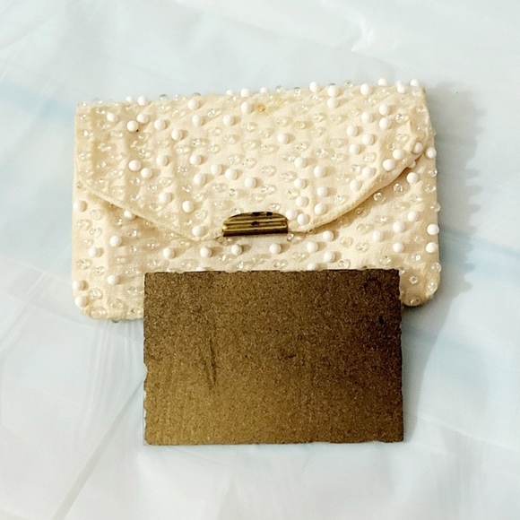 Vintage LUMURED Caviar Beadette Mirror / Coin Purse 1950s Crystal & Corde' - Picture 7 of 8
